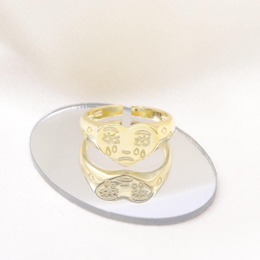 Gold Crying Face Ring
